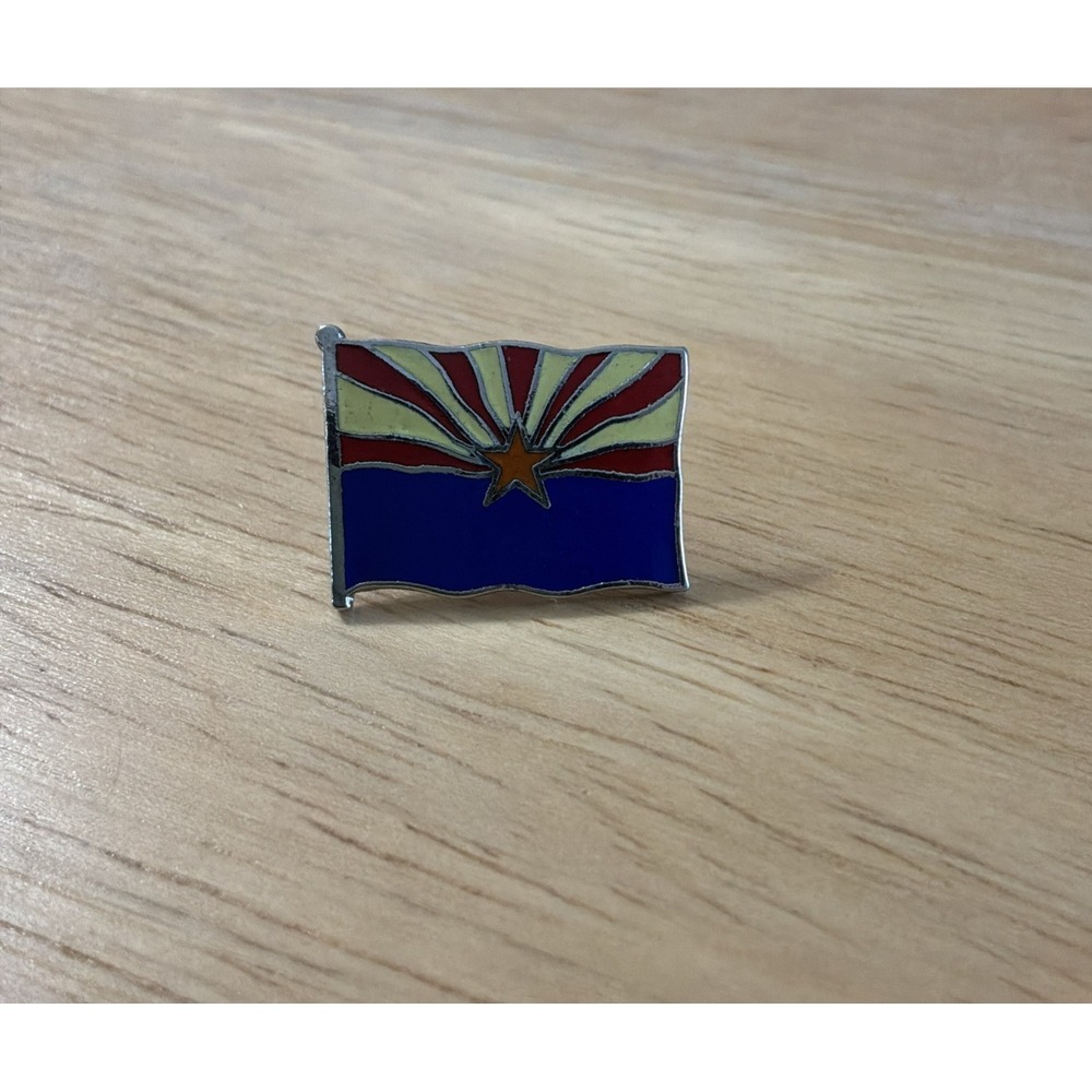 Arizona Flag Lapel Pin Patriotic Hat Pin Brooch MAFCO Silver Tone Enamel State